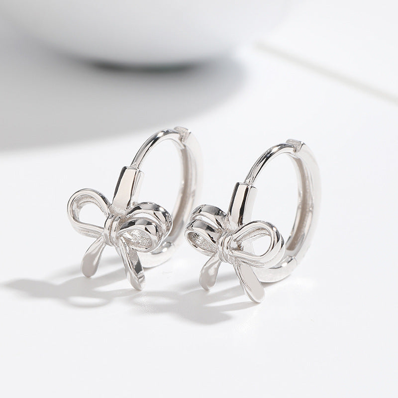 1 Pair Sweet Butterfly Plating Sterling Silver Hoop Earrings