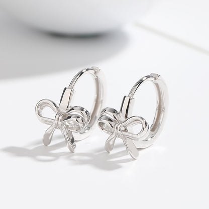 1 Pair Sweet Butterfly Plating Sterling Silver Hoop Earrings