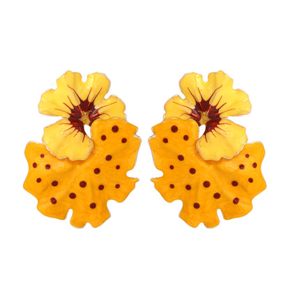 1 Pair Casual Leaf Flower Enamel Zinc Alloy Ear Studs