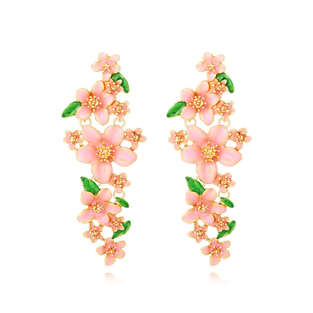 1 Pair Casual Sweet Flower Enamel Zinc Alloy Drop Earrings