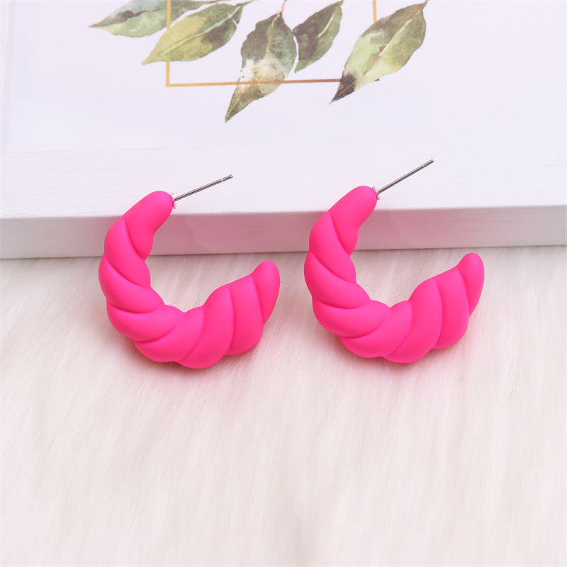 1 Pair Simple Style C Shape Spray Paint Arylic Ear Studs