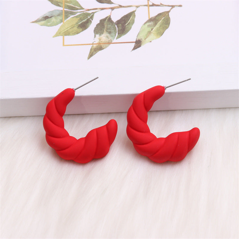 1 Pair Simple Style C Shape Spray Paint Arylic Ear Studs