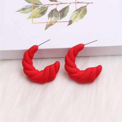 1 Pair Simple Style C Shape Spray Paint Arylic Ear Studs