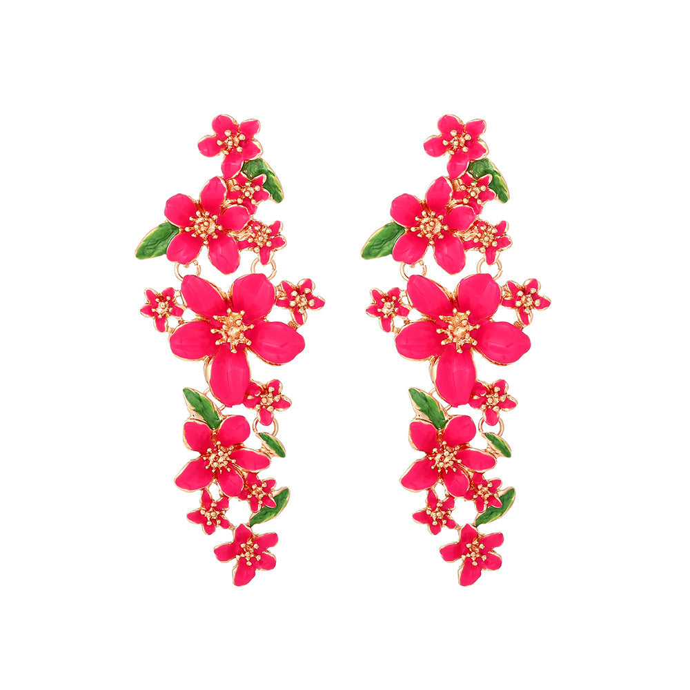 1 Pair Casual Sweet Flower Enamel Zinc Alloy Drop Earrings