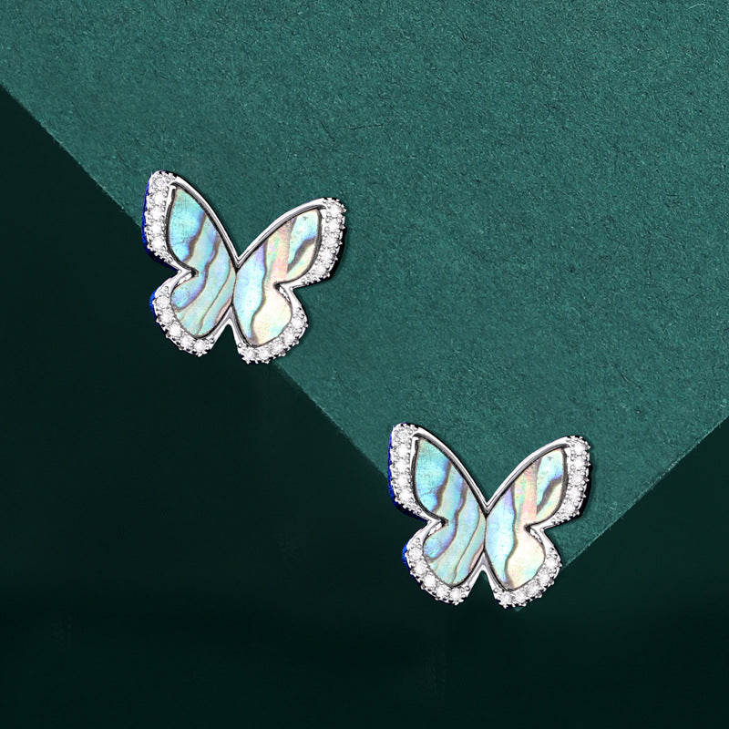 1 Pair Sweet Simple Style Butterfly Plating Inlay Copper Shell Ear Studs