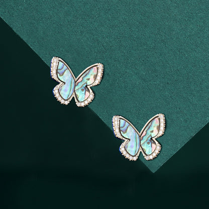 1 Pair Sweet Simple Style Butterfly Plating Inlay Copper Shell Ear Studs