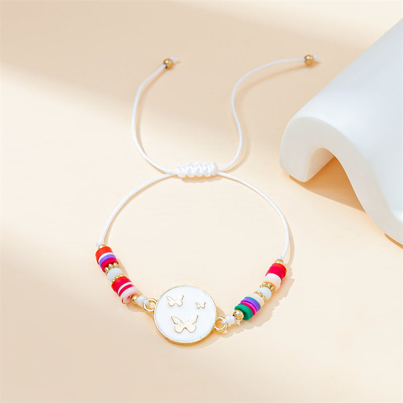 Simple Style Butterfly Alloy Soft Clay Beaded Women's Drawstring Bracelets