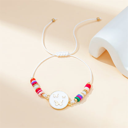 Simple Style Butterfly Alloy Soft Clay Beaded Women's Drawstring Bracelets