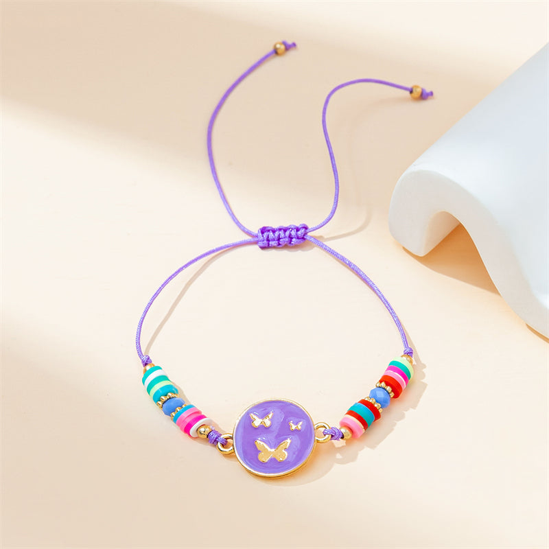 Simple Style Butterfly Alloy Soft Clay Beaded Women's Drawstring Bracelets