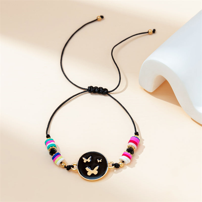 Simple Style Butterfly Alloy Soft Clay Beaded Women's Drawstring Bracelets