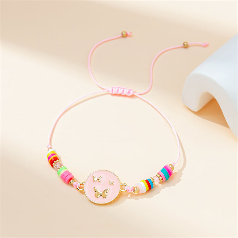 Simple Style Butterfly Alloy Soft Clay Beaded Women's Drawstring Bracelets