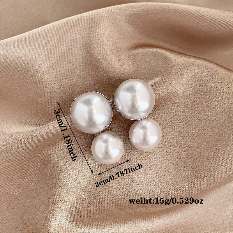 1 Pair Elegant Round Inlay Arylic Alloy Artificial Pearls White Gold Plated Drop Earrings