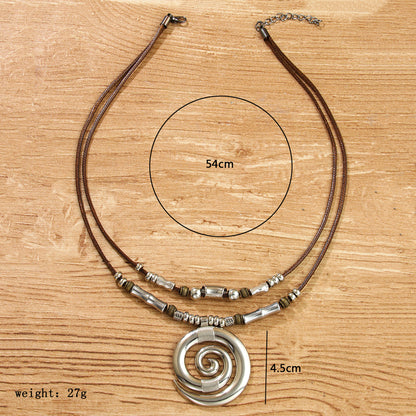 Vintage Style Ethnic Style Swirl Pattern Alloy Wax Line Unisex Pendant Necklace