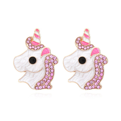 1 Pair Cute Cartoon Character Inlay Alloy Zircon Ear Studs