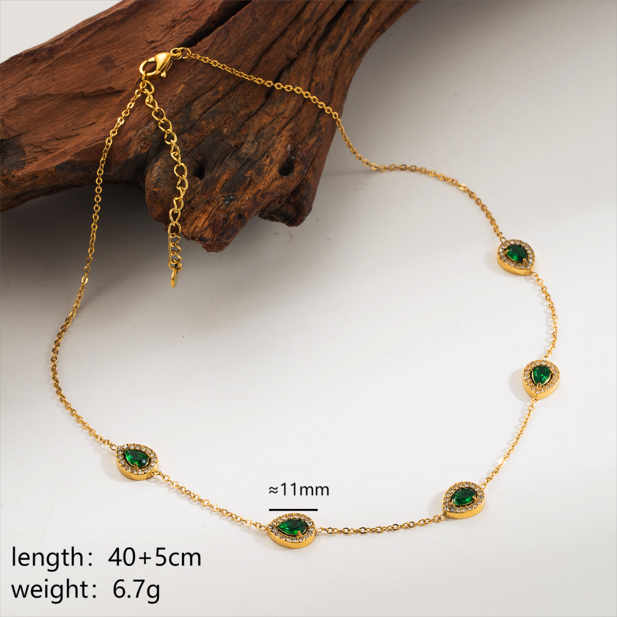 Stainless Steel 18K Gold Plated Elegant Simple Style Classic Style Oval Water Droplets Heart Shape Inlay Zircon Necklace