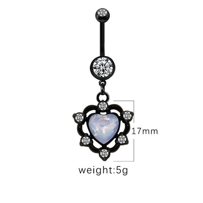 1 Piece Belly Rings Casual Hip-Hop Moon Heart Shape Stainless Steel Arylic Alloy Plating Acrylic Glass White Gold Plated Silver Plated Belly Ring