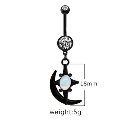 1 Piece Belly Rings Casual Hip-Hop Moon Heart Shape Stainless Steel Arylic Alloy Plating Acrylic Glass White Gold Plated Silver Plated Belly Ring