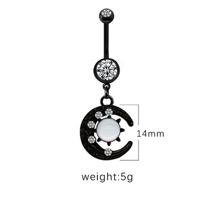 1 Piece Belly Rings Casual Hip-Hop Moon Heart Shape Stainless Steel Arylic Alloy Plating Acrylic Glass White Gold Plated Silver Plated Belly Ring