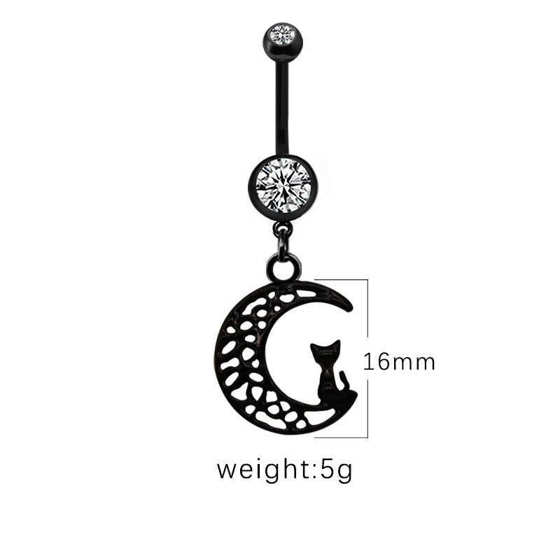 1 Piece Belly Rings Casual Hip-Hop Moon Heart Shape Stainless Steel Arylic Alloy Plating Acrylic Glass White Gold Plated Silver Plated Belly Ring