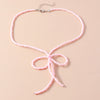 Sweet Simple Style Bow Knot Glass Women's Pendant Necklace