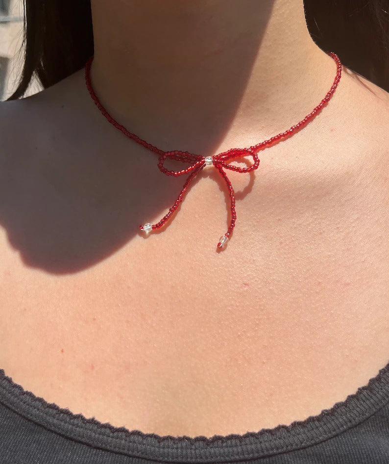 Sweet Bow Knot Seed Bead Women's Choker