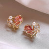 1 Pair Elegant Baroque Style Heart Shape Butterfly Bow Knot Plating Copper Hoop Earrings Drop Earrings Ear Studs