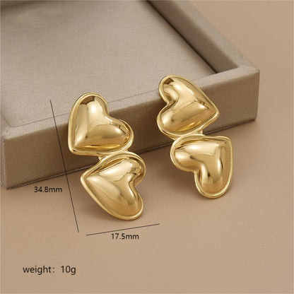 1 Pair Simple Style Heart Shape Polishing Plating Stainless Steel 18K Gold Plated Ear Studs