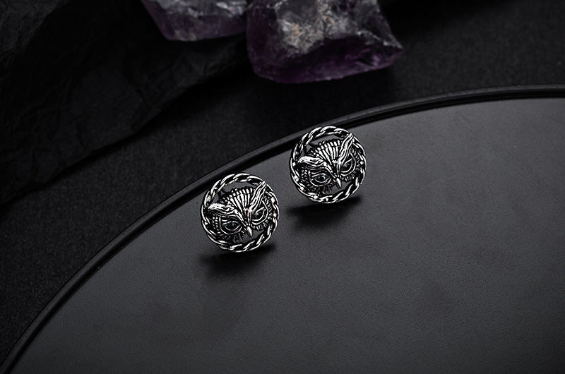 1 Pair IG Style Owl Plating Copper Palladium-Plated White K Ear Studs