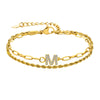 Stainless Steel 18K Gold Plated IG Style Letter Inlay Zircon Bracelets