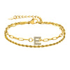 Stainless Steel 18K Gold Plated IG Style Letter Inlay Zircon Bracelets