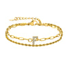 Stainless Steel 18K Gold Plated IG Style Letter Inlay Zircon Bracelets