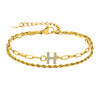 Stainless Steel 18K Gold Plated IG Style Letter Inlay Zircon Bracelets