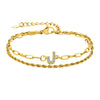 Stainless Steel 18K Gold Plated IG Style Letter Inlay Zircon Bracelets