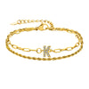 Stainless Steel 18K Gold Plated IG Style Letter Inlay Zircon Bracelets