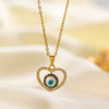 Titanium Steel 18K Gold Plated Vintage Style Simple Style Eye Inlaid Zircon Artificial Rhinestones Pendant Necklace