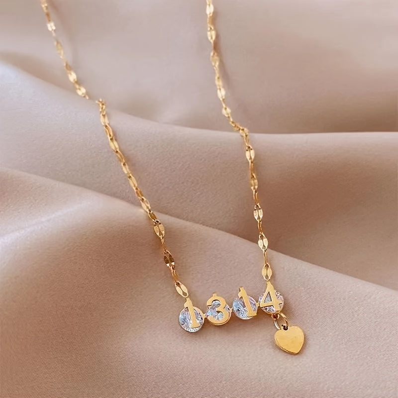 Simple Style Geometric Solid Color Stainless Steel Artificial Crystal Inlay Artificial Rhinestones 18K Gold Plated Women's Pendant Necklace