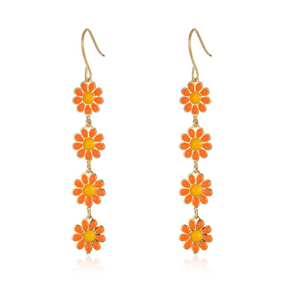 1 Pair Pastoral Daisy Copper Gold Plated Dangling Earrings