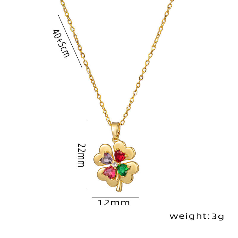 Titanium Steel IG Style Four Leaf Clover Plating Pendant Necklace