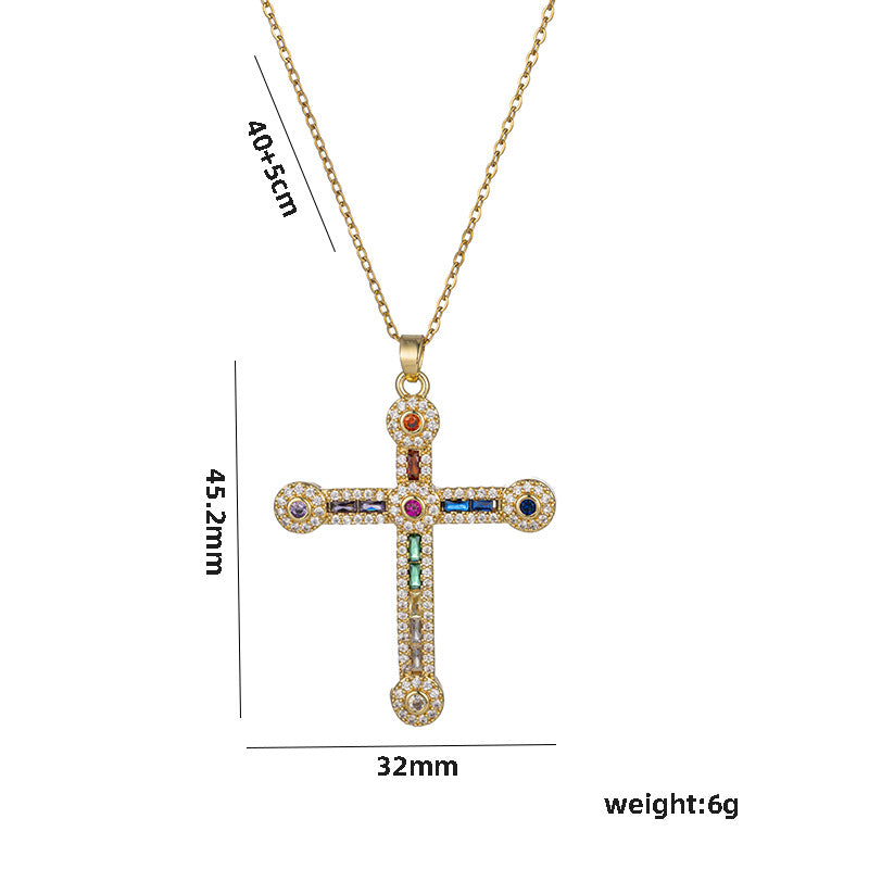 Titanium Steel Retro Cross Plating Pendant Necklace