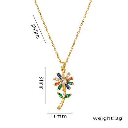 Titanium Steel Simple Style Flower Plating Pendant Necklace