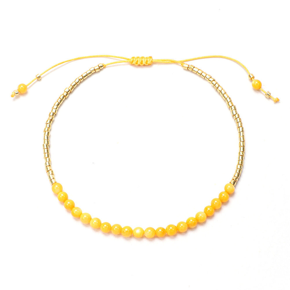 Simple Style Round Artificial Crystal Beaded Women's Bracelets