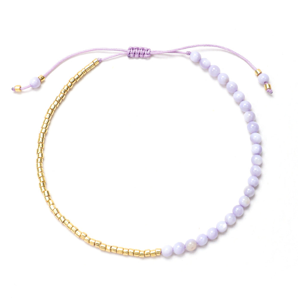 Simple Style Round Artificial Crystal Beaded Women's Bracelets