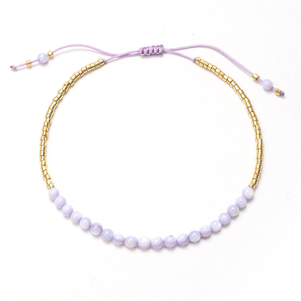 Simple Style Round Artificial Crystal Beaded Women's Bracelets