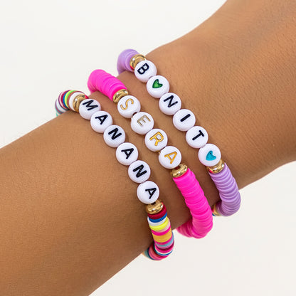 Simple Style Letter Soft Clay Women's Bracelets