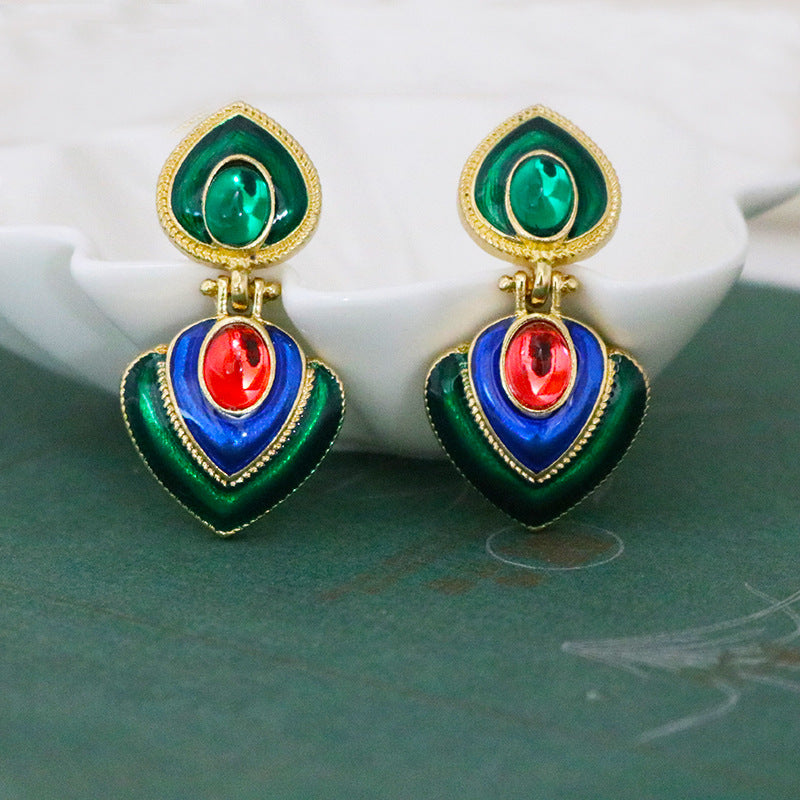 1 Pair Elegant Vintage Style Geometric Enamel Alloy Drop Earrings