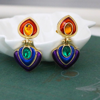 1 Pair Elegant Vintage Style Geometric Enamel Alloy Drop Earrings