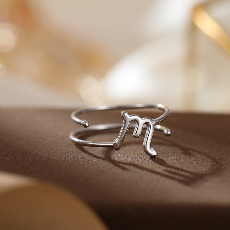 Sterling Silver Simple Style Constellation Plating Open Rings