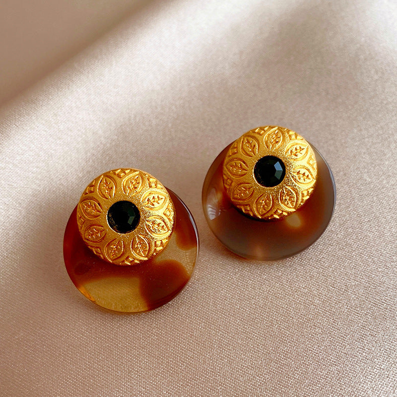 1 Pair Elegant Simple Style Geometric Plating Tiger Eye Drop Earrings Ear Studs