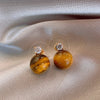 1 Pair Elegant Simple Style Geometric Plating Tiger Eye Drop Earrings Ear Studs