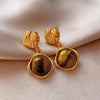 1 Pair Elegant Simple Style Geometric Plating Tiger Eye Drop Earrings Ear Studs